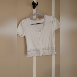 White cropped Laced Top